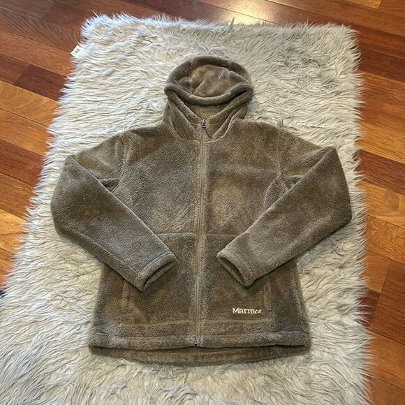 Marmot women’s brown polyester soft zip up hooded fleece jacket - Picture 1 of 5